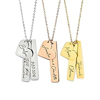MignonandMignon Custom Name Necklace Kids Personalized Mother's Day Gift Gold Bar Engraved Jewelry Birthday Heart Charm Best Unique for Women -H8N