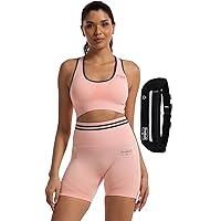 2-Piece Workout Sets For Women Athletic Fitness Gym Activewear Seamless Squat Proof Yoga Set With Waist Bag
