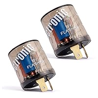 2PCS LED Flasher Relay,12V Heavy Duty LED Turn Signal Relay for Fixing Hyper Flashing Issue,Round Electric LED Flasher Blinker Relay Fits Most Cars Trucks SUVs (2 Pin)