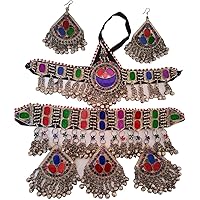 Afghan Tribal Afgani Full Necklace Earrings,Headdress Set for Funtions and Parties