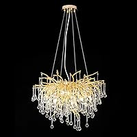 Modern Crystal Chandelier, Frosted Finish Tree Branch Chandelier, Raindrop Ceiling Pendant Hanging Light Fixture, Blossom Chandeliers for Dining Room, Living Room, Bedroom, Entryway (Dia 23.5