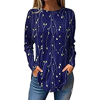 Women's Summer Tops Tee Shirts Fall Casual Long Sleeve Shirts Solid Color Top Pullover Trendy, S-3XL