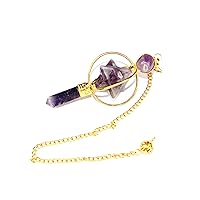 Jet Gold Plated Amethyst Spinning Merkaba Pendulum 2.5 inch Jet International Crystal Therapy 40 Page Booklet Chakra Balancing