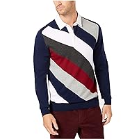 Club Room Mens Striped Rugby Polo Sweater