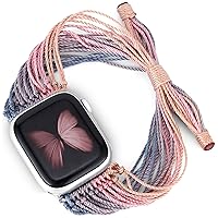 JR.DM Boho Watch Band, Compatible with Apple Watch Band 8/SE/7/6/5/4/3/2/1 38mm 40mm 41mm for Girls Women 40mm-Women-Band Christmas Gift, Handmade Bracelets Hippie String Art (Afterglow)