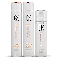 GK Hair Global Keratin Balancing Shampoo and Conditioner 300ml Set & Leave in Conditioner Cream 130ml For Detangling Smoothing Strengthening Moisturizing