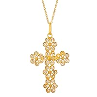 NOVICA Handmade 21k Gold Plated Cross Necklace .925 Sterling Silver Filigree Pendant Peru Floral 'Cross of Flowers'