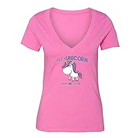 Women's Unicorn Made Me Rainbow Novelty Gag V-Neck Short Sleeve T-Shirt