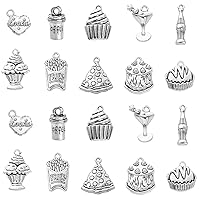LiQunSweet 100 Pcs 10 Styles Food Heart Pizza Fries Cake Charms for Jewelry Making Keychain DIY Bulk Bracelet Earrings Necklace