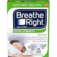 Breathe Right Nasal Strips Extra Clear for Sensitive Skin, 26 Count