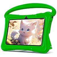 Kids Tablet 7 inch Android Tablet for Kids, Quad-Core CPU 32GB Toddler Tablet, Tablets for Kids with Bluetooth, GMS, WiFi, FM, GPS, Parental Control, Dual Camera, Shockproof Case (Green)
