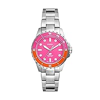 Fossil Women's Blue Dive Quartz Stainless Steel Three-Hand Watch, Color: Silver (Model: ES5351)