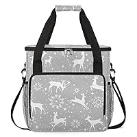 Beautiful Christmas Deer Coffee Maker Carrying Bag Compatible with Single Serve Coffee Brewer Travel Bag Waterproof Portable Storage Toto Bag with Pockets for Travel, Camp, Trip