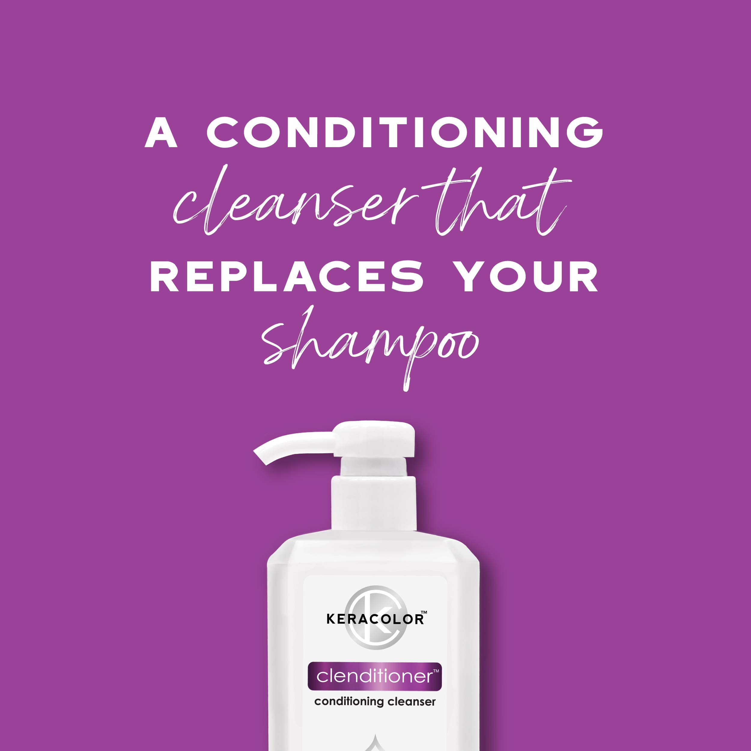 Keracolor Clenditioner Cleansing Conditioner Color Safe Prevents Fade - Replaces Your Shampoo, Keratin Infused (2 sizes)