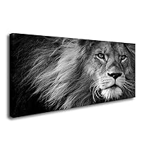 Baisuart-D0162 Canvas Prints Wall Art Grey lion Stretched Canvas Wooden Framed for living Room Bedroom and Office
