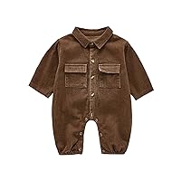 iiniim Toddler Baby Boys Korea Style Frock Romper Corduroy Autumn Casual Clothes One Piece Long Sleeves Suit