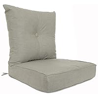 Patio Cushion Outdoor/Indoor Sunbrella, Seat 22x22x6 inch + Back 23x23x7 inch, 2 Piece Set, Cast Ash