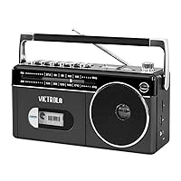 Victrola Mini Bluetooth Boombox with Cassette Player, Recorder and Am/FM Radio, Grey