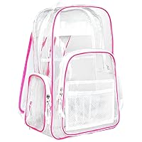 Meister All-Access Clear Backpack - Meets School & Event Security Bag Requirements - Pink/White