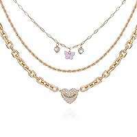 Juicy Couture Goldtone Heart Butterfly Charm Layered 3 Piece Necklace