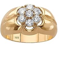2.00Ct Round Cut Diamond Men's Flower Cluster Ring in 14K Yellow Gold Plated