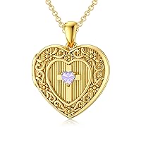 Personalized Gold Birthstone Cross Locket Necklace That Holds 1 Picture Photo Heart Birthstone Locket Gift for Women Men