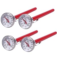 KT THERMO Instant Read 1-Inch Dial Thermometer(4-Pack),Best for The Coffee Drinks,Chocolate Milk Foam