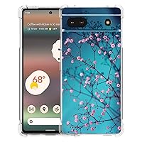 Pixel 6a Case, Plum Blossom Flower Drop Protection Shockproof Case TPU Full Body Protective Scratch-Resistant Cover for Google Pixel 6a