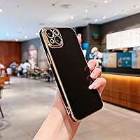 Spevert iPhone 14 Case 6.1 Inch Fashion Luxurious Soft TPU Full Camera Protection Shockproof Electroplate Edge Bumper Case Cover for Women Girls - Black
