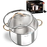 8 Quart Stock Pot, 3 Ply Stainless Steel Stock Pot, Soup Pot Cooking Pot with Lid, Induction Pot for Cooking, Stainless Steel Healthy Cookware Stockpots with Cover Dishwasher Safe
