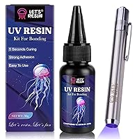 UV Resin Kit with Light, Bonding&Curing in Seconds, 30g UV Resin Kit with UV Flashlight for Welding, Jewelry UV Glue Adhesive for Plastic Repair, Glass Light, Craft Decor