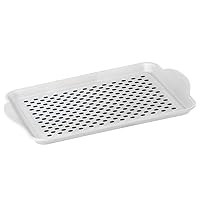 OGGI Anti Slip Serving Tray with Handles- White Rectangle Tray - Ideal Tray for Eating, Breakfast Tray, Food Tray, Appetizer Tray, Serving