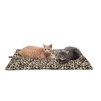 Furhaven ThermaNAP Self-Warming Cat Bed for Indoor Cats & Large/Medium Dogs, Washable & Reflects Body Heat - Quilted Faux Fur Reflective Bed Mat - Leopard, Large