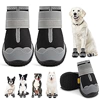 Dog Shoes for Large Dogs, Medium Dog Boots & Paw Protectors for Hardwood Floors, Outdoor Dog Booties for Hot Pavement Winter Snow Hiking, Waterproof Dog Shoes with Reflective Strips Size 8