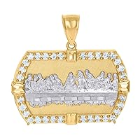 10k Two tone Gold Mens CZ Cubic Zirconia Simulated Diamond Last Supper Religious Charm Pendant Necklace Jewelry Gifts for Men