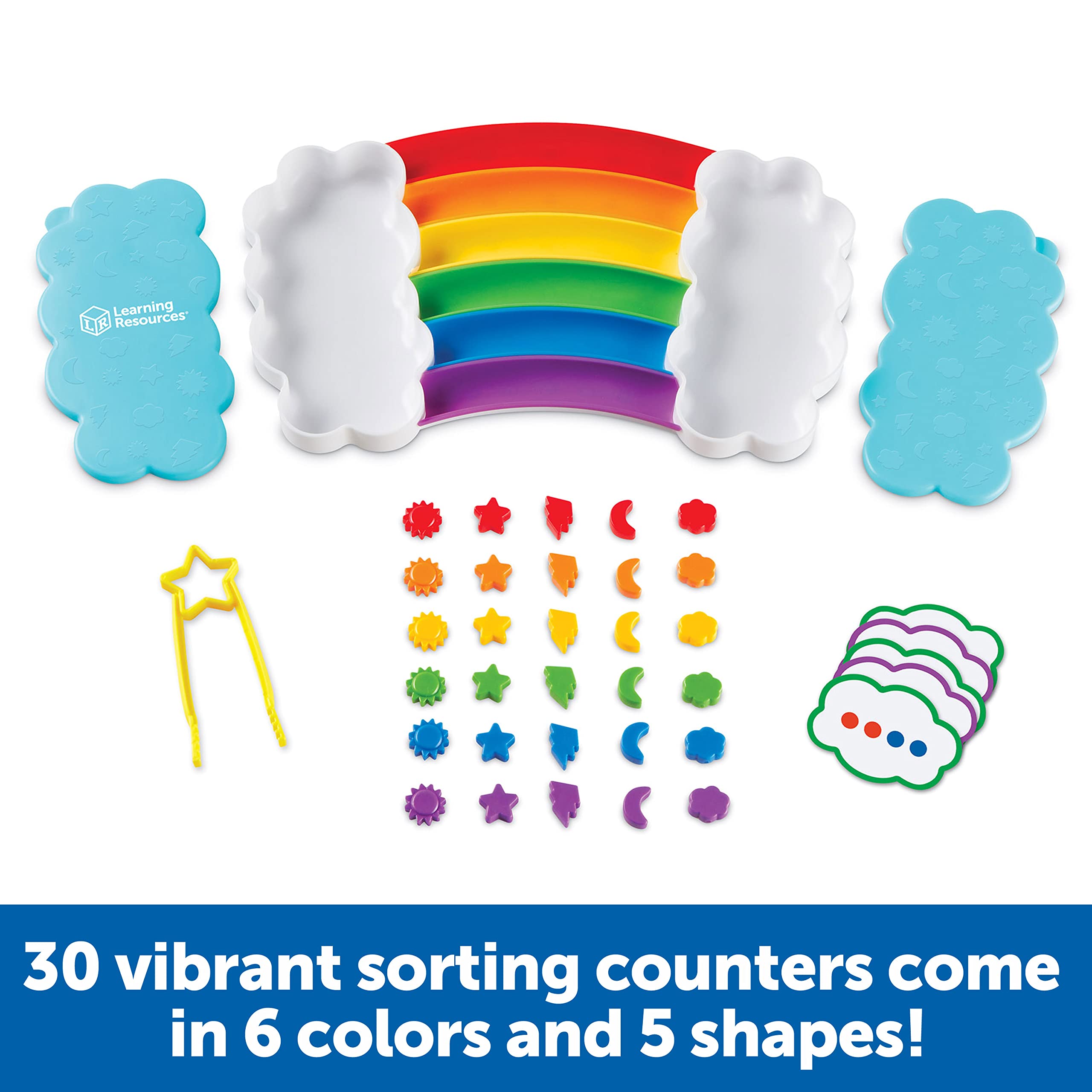 Learning Resources Rainbow Sorting Set,37 Pieces, Ages 3+, Fine Motor Skills, Color and Sorting Recognition, Addition Skills, Sensory Tray Toys,Back to School