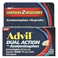 216 Count Dual Action Coated Caplets with 500 mg Acetaminophen and 250 mg Ibuprofen