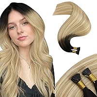 Moresoo Itip Human Hair Extensions Dark Brown to Caramel Blonde and Bleach Blonde Balayage I Itip Hair Extesnions Human Hair Ombre Blonde Pre Bonded I Tip Human Hair Extensions 40G 50S 16Inch