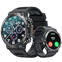 Smart Watch (2024 New, Large Screen, Military Standard, Bluetooth Calling Function), Music Playback, Sports Watch, Shock Resistant, Scratch Resistant, Bluetooth 5.2, Watch, 100+ Exercise Modes, 280+
