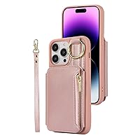 Wallet Case for iPhone 15Pro Max/15 Pro/15 Plus/15 RFID Blocking Hand Strap Long Shoulder Strap Leather Cover with Card Slots Holder (Gold,15 Plus 6.7'')