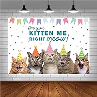 Lofaris Cat Happy Birthday Backdrop are You Kitten Me Photography Background Pet Paw Cat Theme Party Photo Backdrop Party Decorations for Cat Children Kids Cake Table Decorations5x3ft