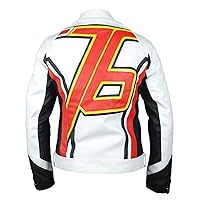 Soldier 76 White Leather Jacket - Mens Leather & Faux Leather Mototrcycle Jacket - Video Game Jackets for Men