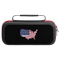 America Flag Map Funny Carrying Storage Case for Switch Protective Storage Bag Portable Travel Bag for Switch