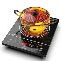 One Burner Electric Cooktop, Portable One Burner Electric Stove, 1800W Small Infrared Electric Burner with Safety Lock, Timer, Overheat Protection, Touch Control, 110V-120V Plug in