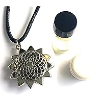Earth Solutions Essential Oil Jewelry | Sunflower Aromatherapy Essential Oils Necklace | Includes 2 ml Essential Oil Blend | Silver Finish Alloy | Diffuser Jewelry for Women and Girls