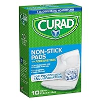 Non-Stick Pads, 2 Inches X 3 Inches with Adhesive Tabs, 10 Count