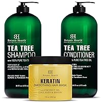 : Botanic Hearth Keratin Hair Mask (16 oz) and Tea Tree Shampoo and Conditioner Set (16 oz each) Bundle