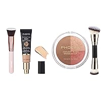 PHOERA CC Cream Foundation With SPF,PHOERA Full Coverage Foundation Color Correcting Cream,Anti Aging Hydrating Serum,PHOERA Contour Palette,Shades with Highlighter & Bronzer & Blush