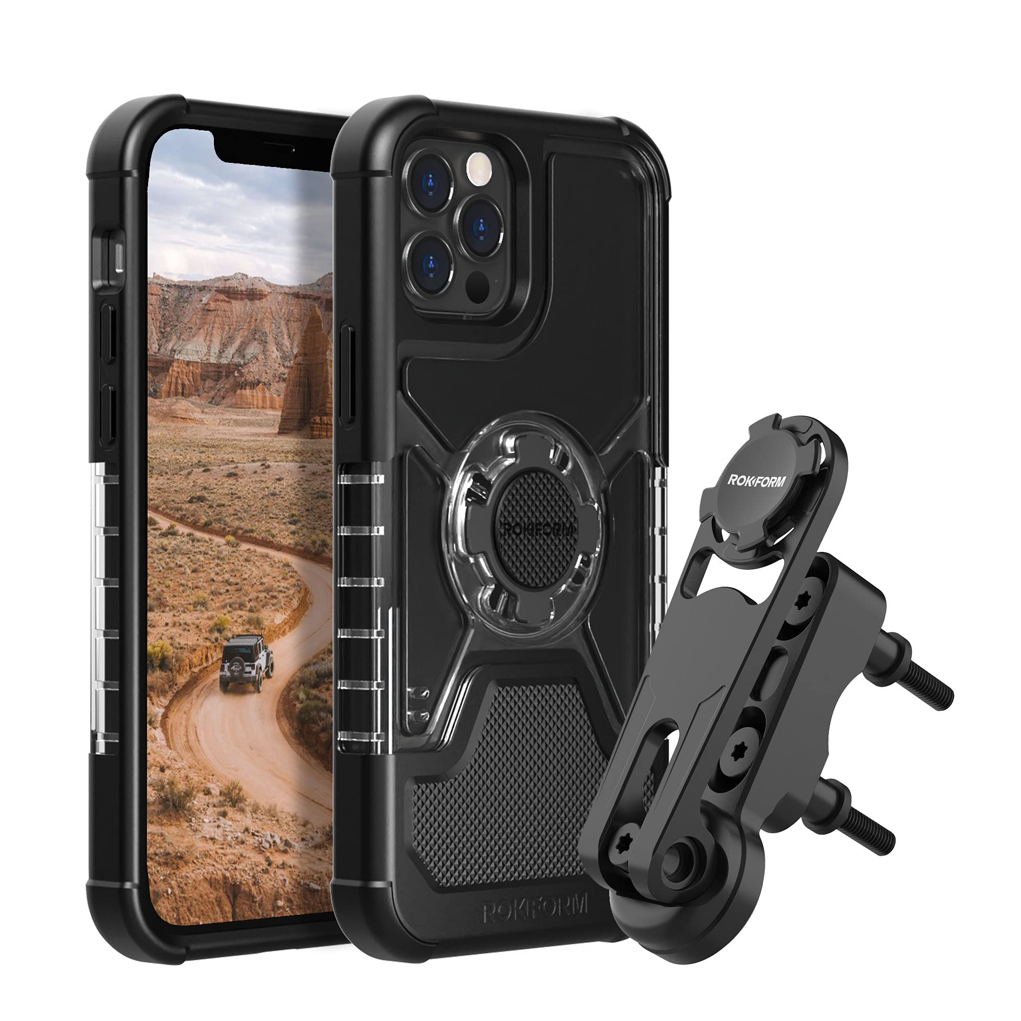 Rokform - iPhone 12 Pro Max Crystal Case + Motorcycle Perch Phone Mount