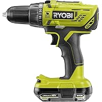 RYOBI 18V ONE+ Cordless Hammer Drill R18PD32-1C20G (2-Speed Gearbox, Torque 50Nm, Torque Levels 24, Keyless Drill Chuck 13 mm Metal, Includes 1x 2.0Ah Battery and Charger)
